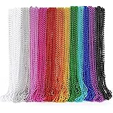 EOBOH 144PCS Mardi Gras Beads, Metallic 12 Kinds Bead Necklace Party Supplies, 33" Mardi Gras Necklace Costume Stuff, Festival Parade Throw Accessories for Wedding Birthday Celebrations Decorations