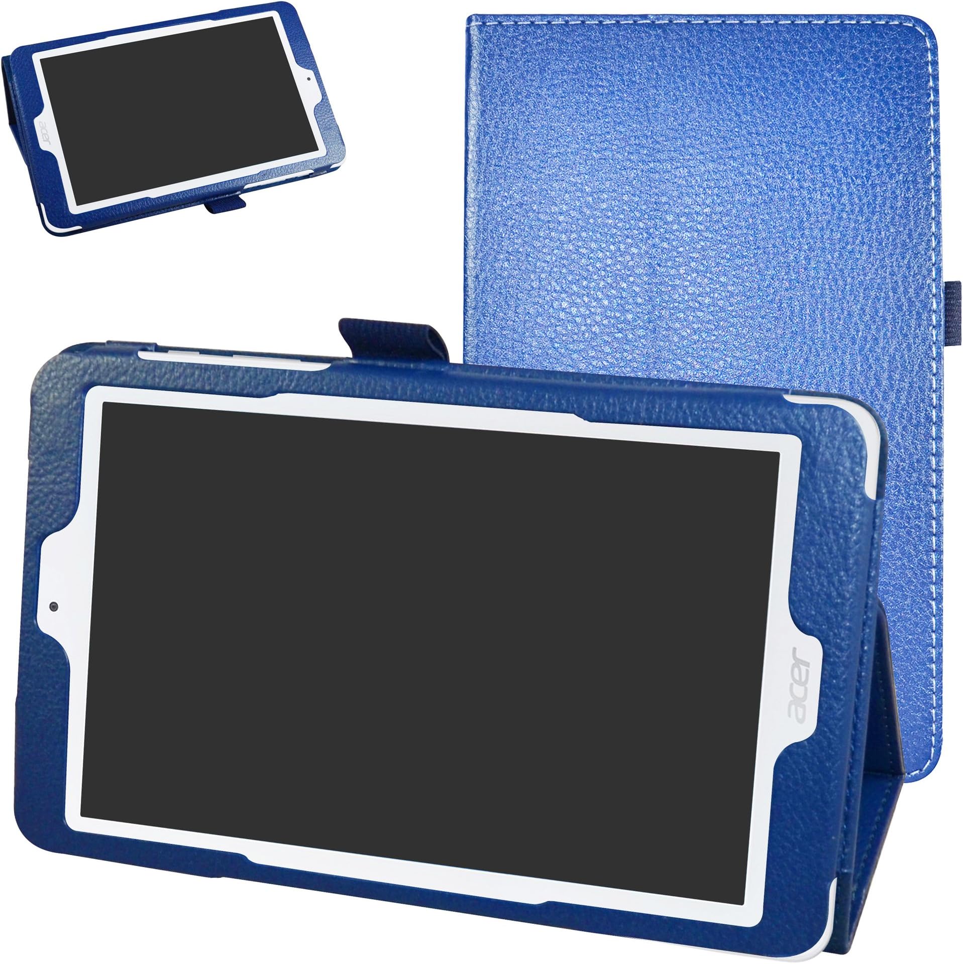 Acer Iconia One 8 B1-850 Case,Mama Mouth PU Leather Folio 2-folding Stand Cover with Stylus Holder for 8" Acer Iconia One 8 B1-850 / B1-870 Android Tablet,Dark Blue