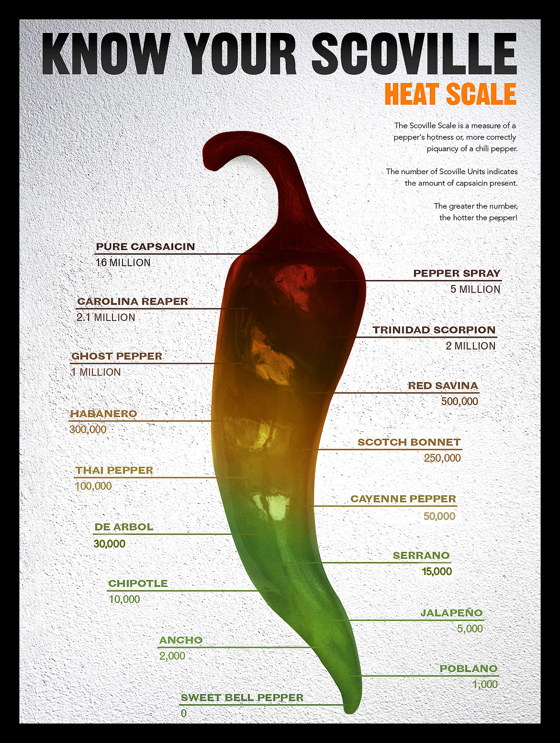 KNOW YOUR SCOVILLE HEAT SCALE RETRO METAL TIN WALL PLAQUE SIGN NOVELTY GIFT KITCHEN (267mm x 200mm (10" x 8"))