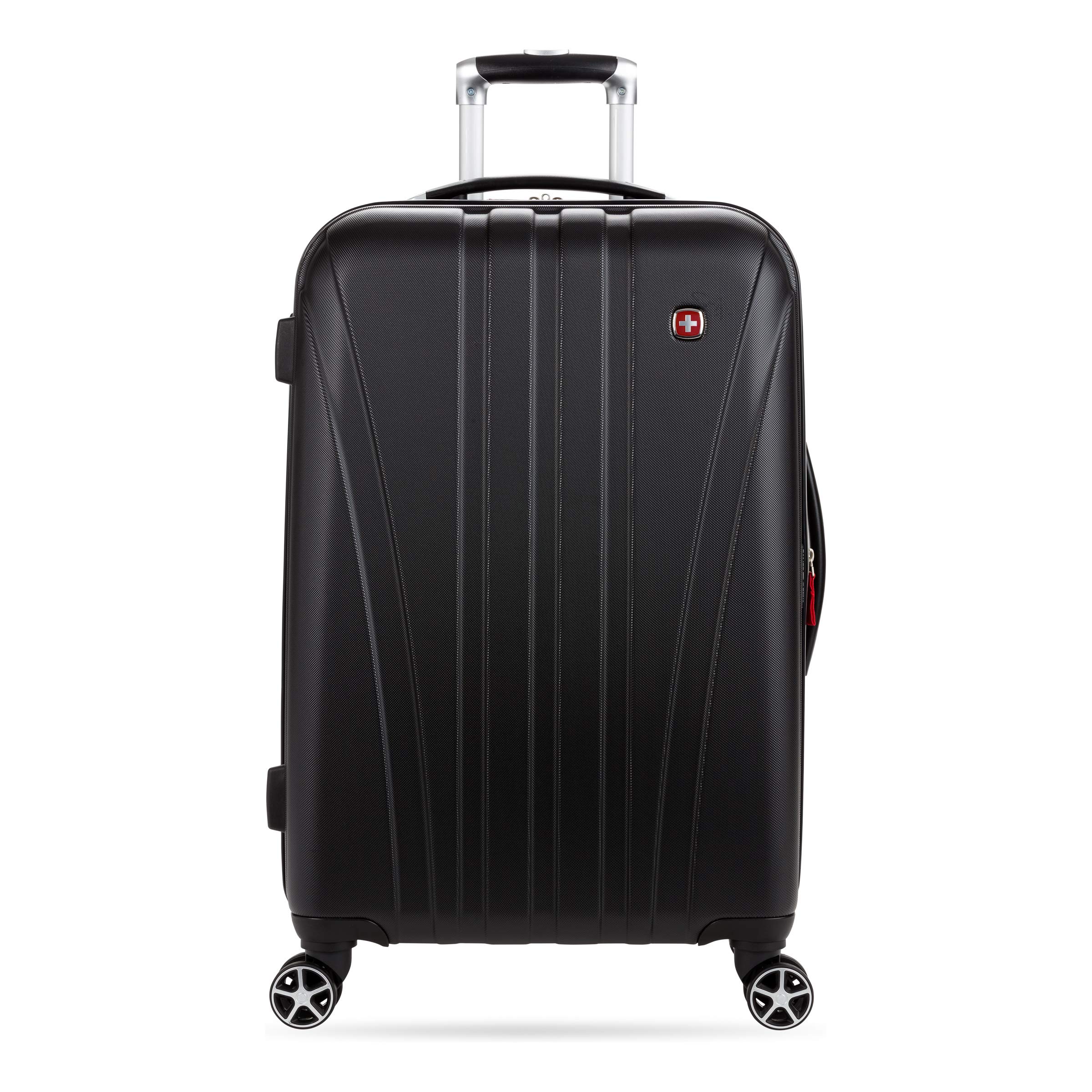 SwissGear 7585 Hardside Expandable Luggage with Spinner Wheels, Black, Checked-Medium 23-Inch