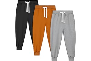 Resinta 3 Pack Toddler Boys Sweatpants Kids Active Jogger Pants Boys Casual Athletic Pull On Pants with Drawstring Pockets