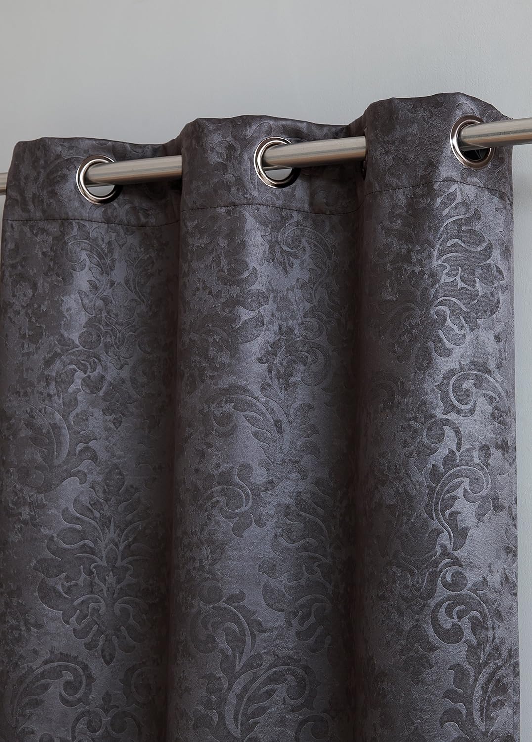 AsaTex Loretta - 1 Embossed Patio Extra Wide Curtain Panel with 16 Grommets - Thermal Weaved Blackout - Noise Reduction Fabric - Ideal for Sliding and Patio Doors (Patio 102 W x 84, Charcoal)