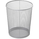 Rubbermaid Commercial Products Concept Collection Mesh Metal Trash Can, 5-Gallon, Fits Under Desk, Silver, Wastebasket for Sc