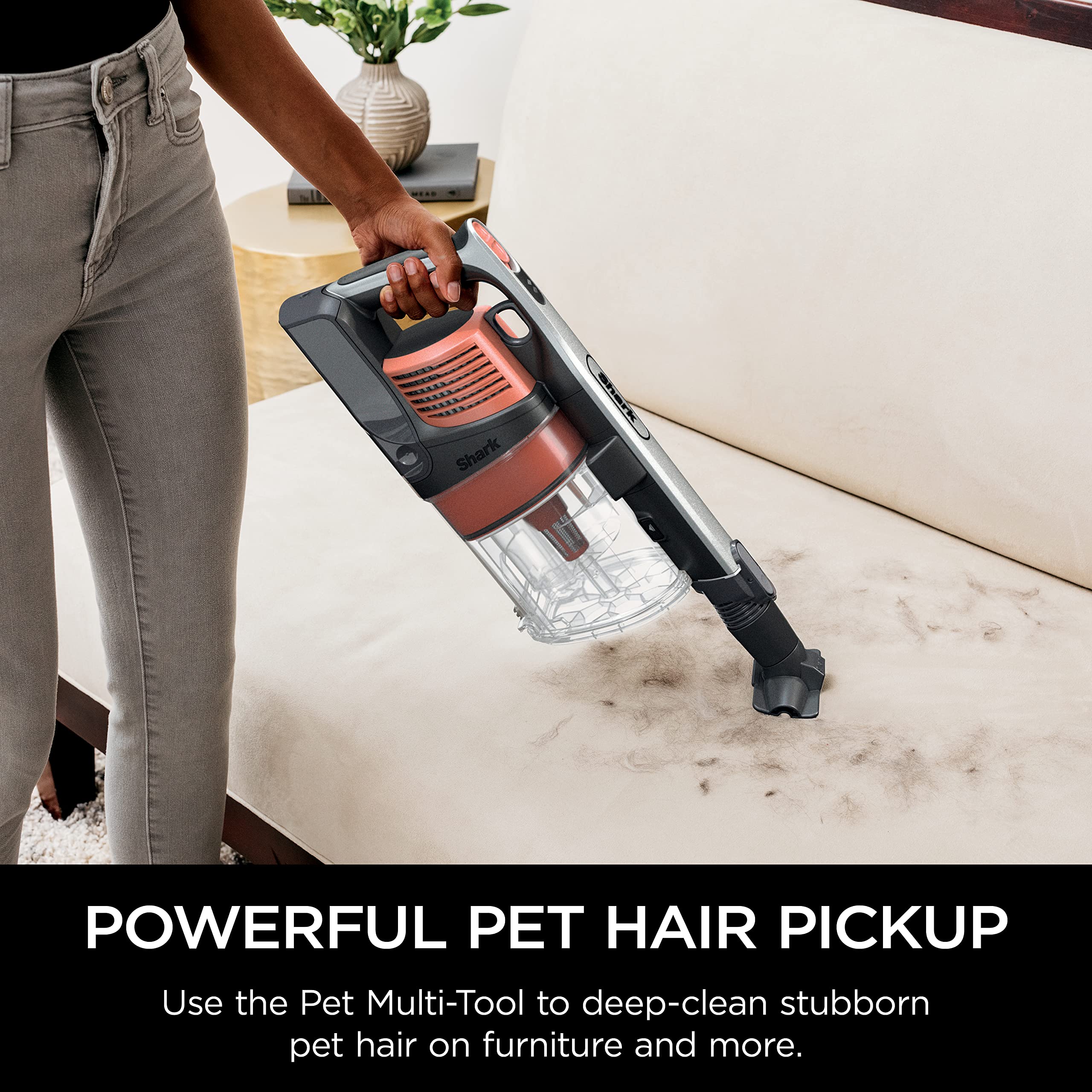 Shark IZ483H Vertex Cordless Stick Vacuum with DuoClean PowerFins, MultiFLEX, Crevice Tool, Pet Multi-Tool & Anti-Allergen Brush, 120-min Runtime, Double Battery, Rosewood,Red