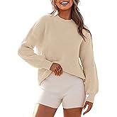 BTFBM Womens Casual Long Sleeve Sweaters Crew Neck Oversized Ribbed Knit Pullover Sweater 2025 Fall Winter Jumper Tops