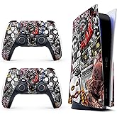 Skin Sticker for Game Console 5 Cover - Gangster Art, Compatible with Both Disc Edition & Digital Edition (not Slim Ver) - 2 Controller Skins & Console Skin - No Bubble, Full Protection, Removable