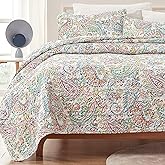 SLEEP ZONE 3-Piece Printed Quilt Set - Full/Queen Size - Lightweight Reversible Bedding Coverlet Set for All Season (Classic Paisley Pattern), Full/Queen (90x96 inch | 2 Pillow Shams)