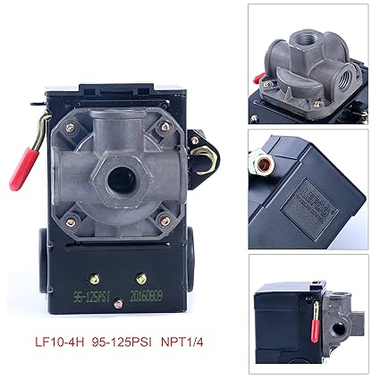 Lefoo Quality Air Compressor Pressure Switch Control 95 125 Psi 4 Port W Unloader Lf10 4h 1 Npt1 4 95 125