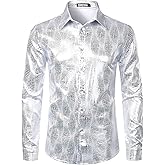ZEROYAA Men's Luxury Paisley Floral Printed Button Down Shirt