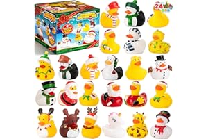 JOYIN 24 Pcs Christmas Rubber Ducks Bath Toys for Kids Xmas Stocking Stuffers Party Favors