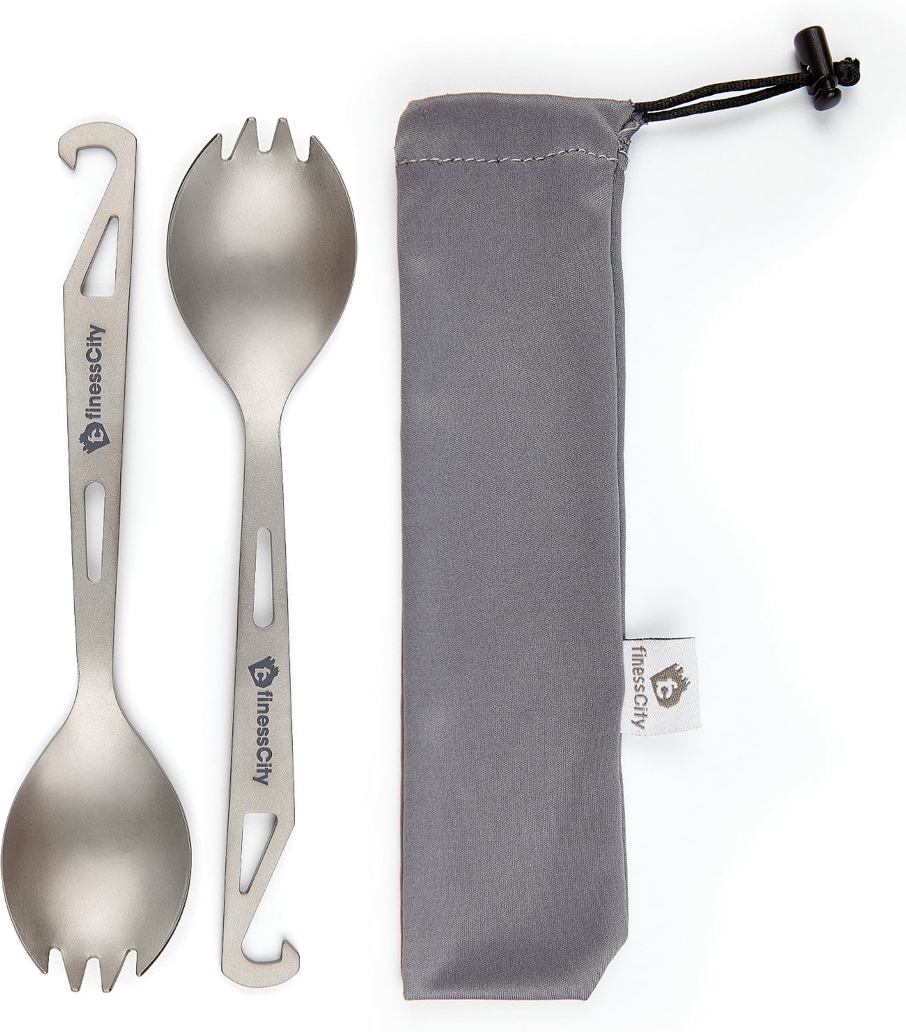 Titanium Spork (Spoon Fork) With Bottle Opener Extra Strong Ultra Lightweight, Healthy & Eco-Friendly Spoon