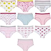 Trimfit Girls 100% Cotton Colorful Boyshorts Panties Tagless Underwear (Pack of 10), Emojis/Hearts, Medium / 6-8