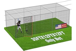 RIIFRILY Baseball Batting Cage Nets,20‘L/ 35'L/55'L/70'L Baseball and Softball Cage Netting, Enclosed HDPE #42 /#45 Netting Batting Cages for Backyard and Indoor (NET ONLY)