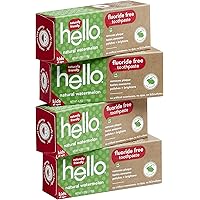 Hello Oral Care Kids Fluoride Free Toothpaste for 3 Months+, Gluten Free and SLS Free, Natural Watermelon, 4 Count