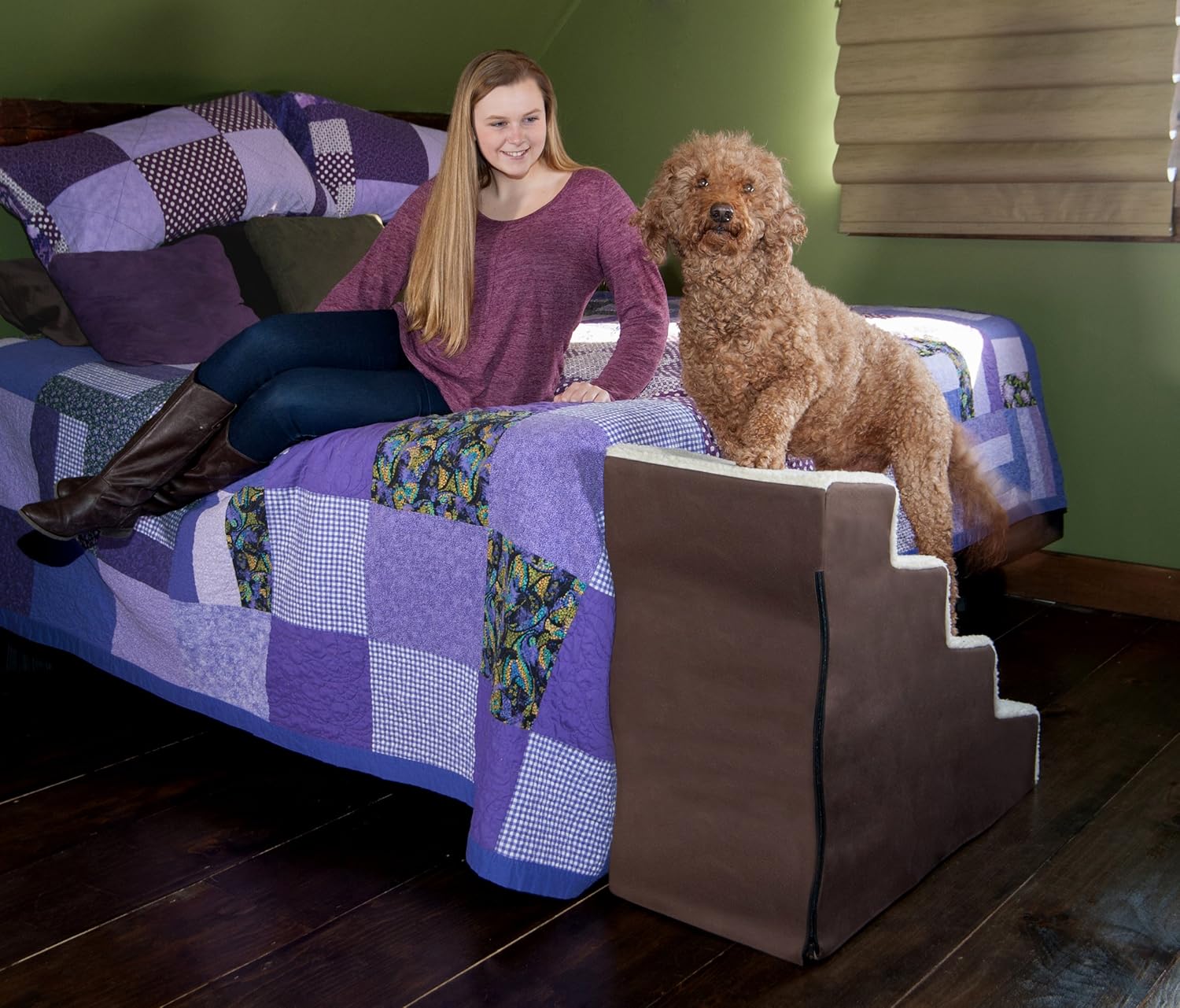 Pet Gear Easy Step Deluxe Soft Step, Cat/Dog Stairs, Sturdy, Lightweight/Portable, Machine Washable Cover, Step IV Deluxe : Pet Supplies
