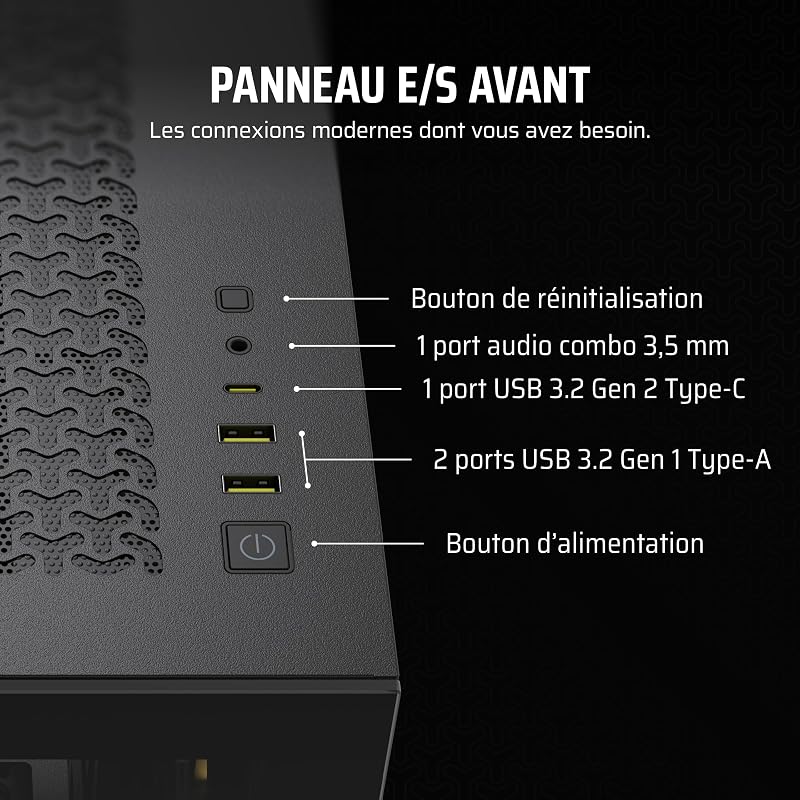 iCUE LINK 3500X RGB Boîtier PC ATX Mid-Tower à Double Chambre – Verre Trempé Panoramique, Connexion Inversée Compatible avec La Carte Mère, 3X Ventilateurs iCUE Link RX120 RGB Inclus – Noir