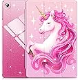 INFILAND Galaxy Tab A9 Plus 5G Case, Glitter Leather Cover with Sparkly Clear Back for Samsung Galaxy Tab A9 Plus 11 Inch 2023 Model (SM-X210/X216/X218)[Auto Wake/Sleep] for (Pink Unicorn Dream)