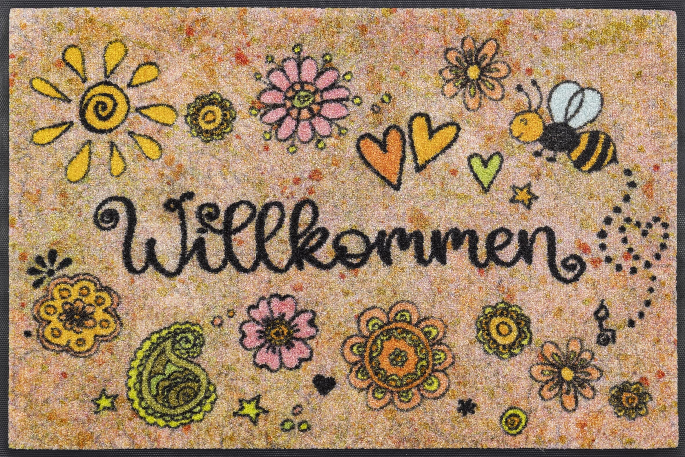 Wash+Dry Door Mat with German Text Bring Glück herein (Bring Glück herein) 50 x 7