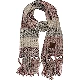 C.C Women's Long Multicolored Warm Cable Knit Shawl Wrap Tassel Scarf