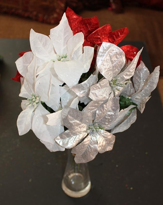 Download CraftMore Silver Glitter Rose 12 Set of 6 Craft Supplies kolenik Floral Arranging