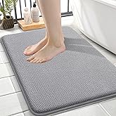 OLANLY Thick Memory Foam Bath Mat Rug 24x16, Extra Soft Absorbent Bathroom Rug, Quick Dry Bath Mats, Non-Slip, Machine Washable Carpet for Bathroom, Tub and Shower, Home Decor Accessories, Grey