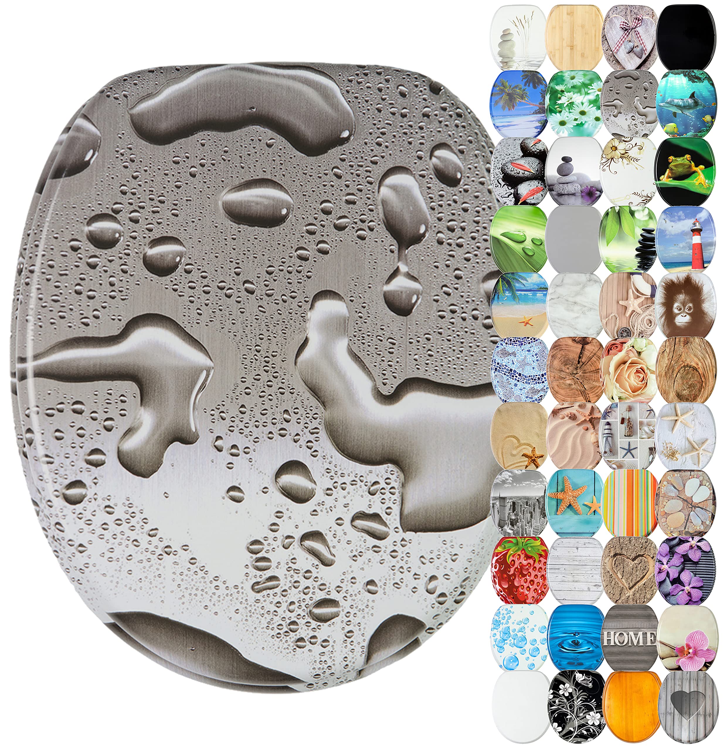 Sanilo Soft Close Toilet Seat, Wide Choice of New Toilet Seats, Stable Hinges, Easy to Mount (Dewdrop) — image 1