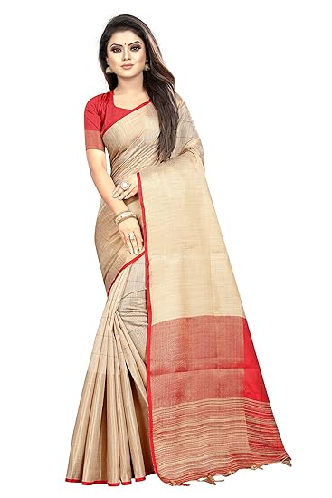 Women's Tussar Silk Saree With Blouse Piece