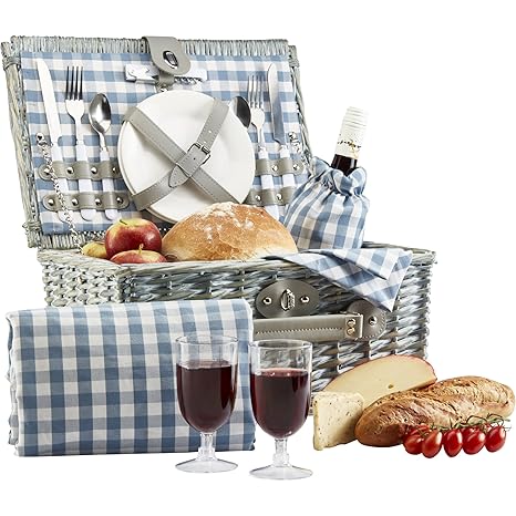 Cesta de Picnic Profesional para Cocina, al Aire Libre, Juego de Comedor con Platos