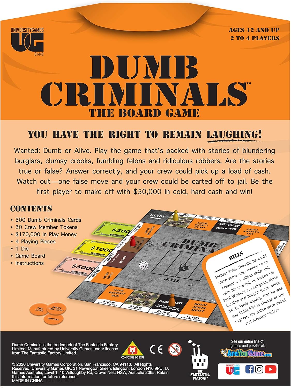 University Games Dumb Criminals Board Game, Orange - Image 3