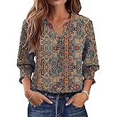 LOMON Button Down Shirts for Women 3/4 Length Sleeve Business Casual Blouses 2026 Summer Tops