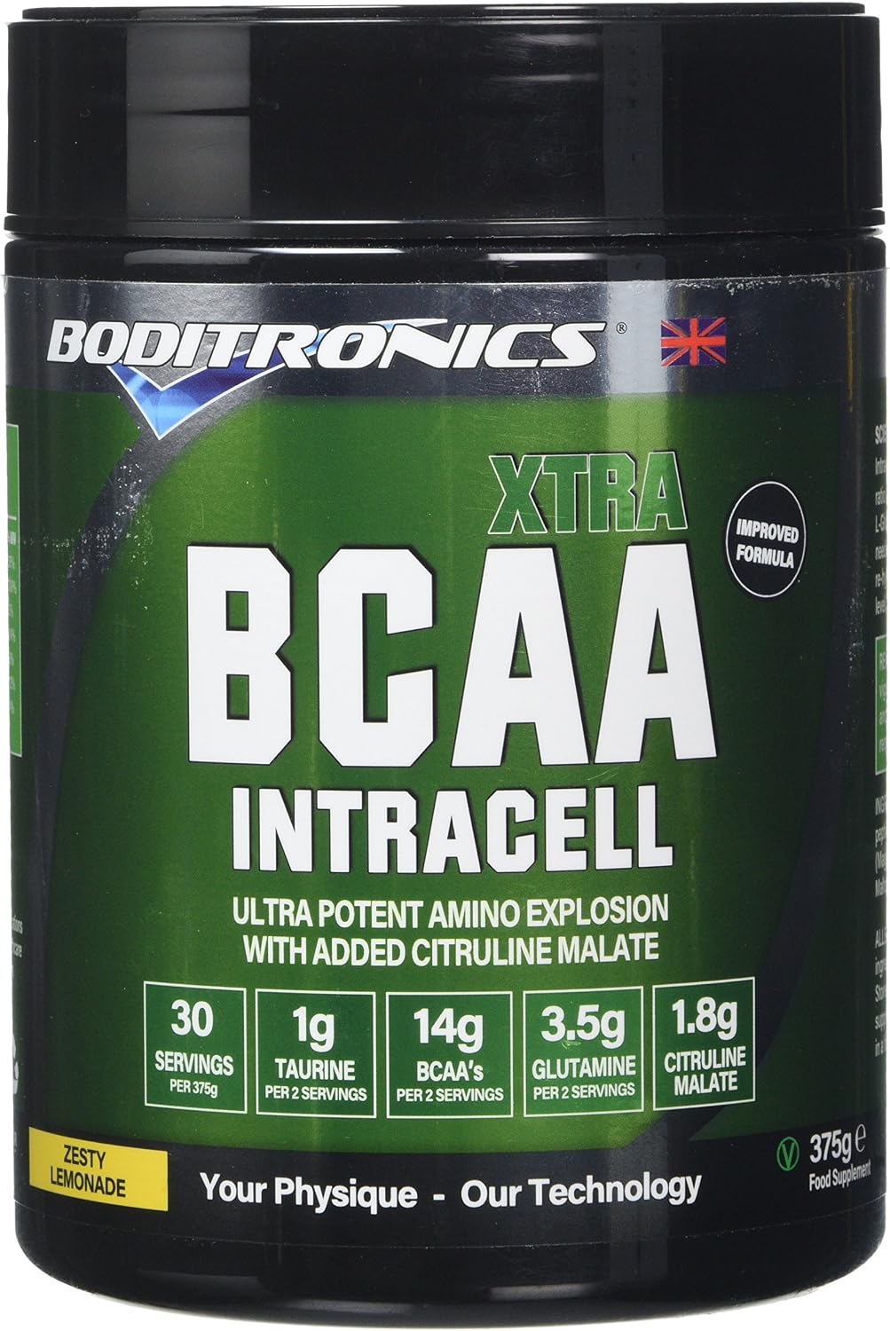 Boditronics BCAA Intracell Xtra Intra Workout Protein Powder, Branched Chain Amino Acid Supplement with Vitamin B6 & B3