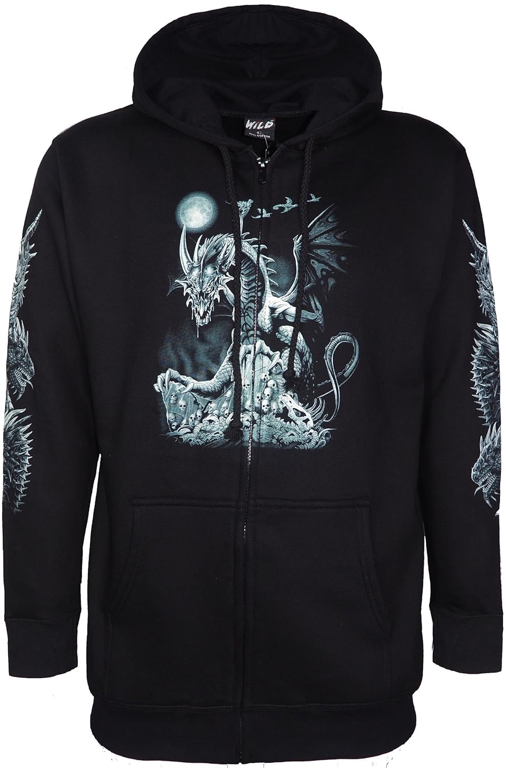 Wild Dragon Printed Hooded Fleece Jacket Print on Back, Front and