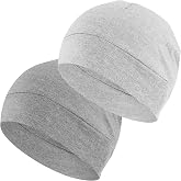 Headshion 100% Cotton Skull Caps Beanie Sleeping Hats for Men Women | Lightweight, Soft & Breathable Skully Head Cover, Helmet Liner for Cycling & Running, Wicking CPAP Chemo Bald Nightcap