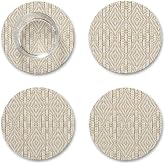 Martha by Martha Stewart Chilewich Boxwood Coasters Set of 4 | Stain-Resistant Woven Textile with Recycled Felt Backing, 5" Round