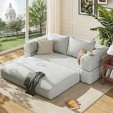 75'' convertible Sofa Couch Bed Queen, Foldable Boneless Couch Sleeper Sofa | 4-in-1 Pull Out Futon Mattress Floor Couch with Large Pillow , No Assembly for Living Room/Bedroom, Chenille, Cool Gray