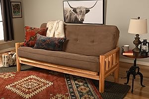 KODIAK FURNITURE Kodiak Futons Lodge Futon in Natural Finish with Marmont Mocha Mattress, Brown, Full (760916)
