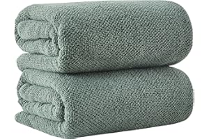 GREAT BAY HOME Green Bath Sheets - 100% Cotton Oversized 2 Pack 68x35 Extra Large Towel Set - Absorbent, Quick-Drying, Durable Oversized Bath Towel for Bathroom Décor