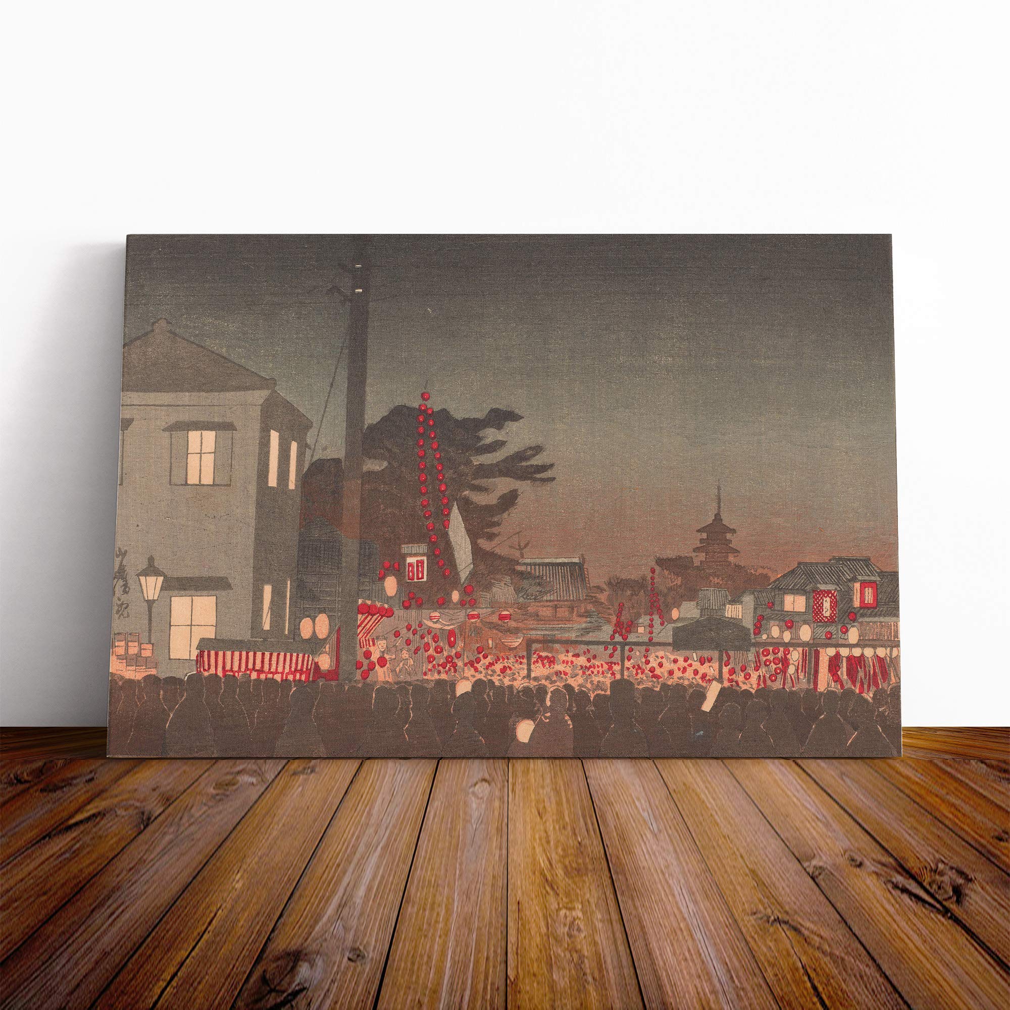 Wall Kobayashi Kiyochika Japanese Oriental Art (5) Canvas Print | Gallery Wrapped 30mm Frame Wall Art | 20x14 inches | Ready to Hang | Asian Picture | Living Room Bedroom Lounge Office