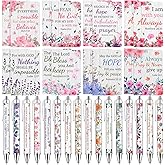 32 Pcs Flower Bible Verse Ballpoint Pens Notebooks Set Christian Gifts Bulk for Women Men Religious Gift Notepad Ink Pen Inspirational Church Party Favors for Colleague Coworker Office School Supplies