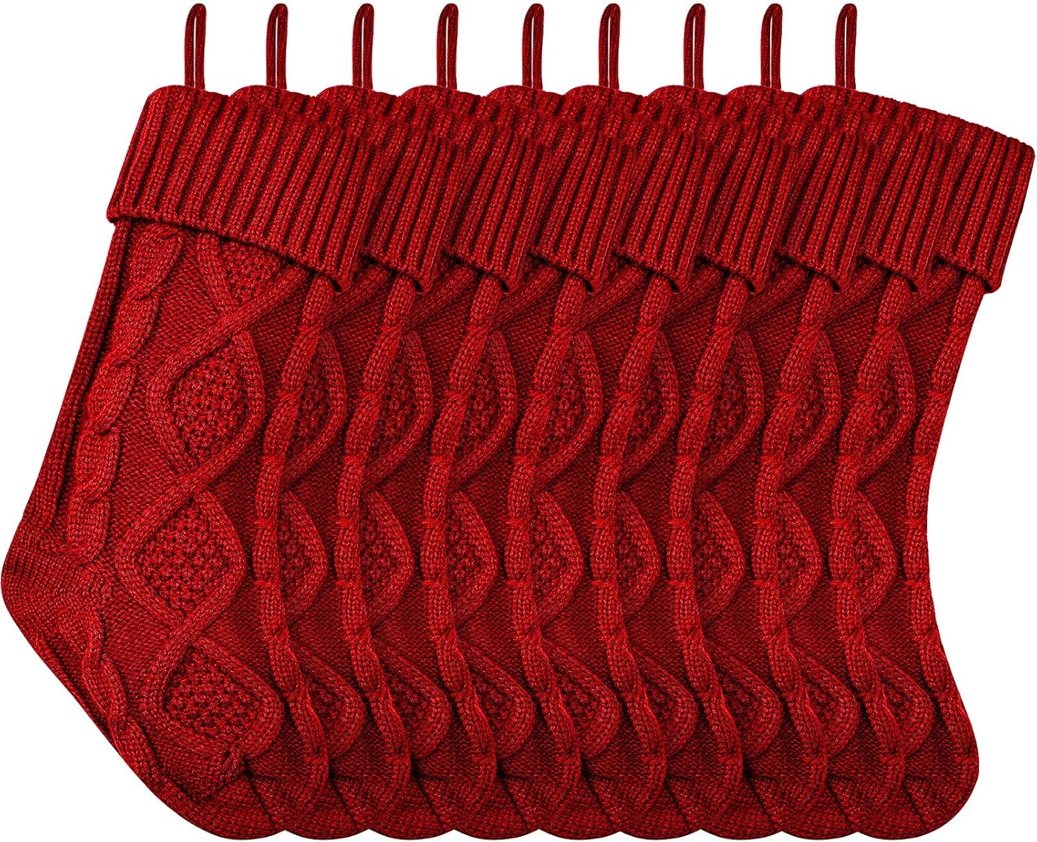 Stockings & Holders - Christmas Stockings Knitted Xmas Stockings 18 Inches Double-Sided Fireplace Hanging Stockings for Family Christmas Decoration (Burgundy, 9)