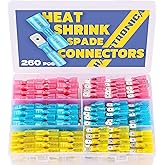 haisstronica 260PCS Heat Shrink Spade Connectors, 22-10 AWG, Male/Female | Quick Disconnect Wire Connectors for Automotive, Watercraft &amp; Electronics, 3:1 Adhesive-Lined Crimp Terminals