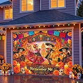 Tioncy Day of the Dead Garage Door Cover Decoration 8 x 7 ft | Dia De Los Muertos Garage Door Banner Mexican Fiesta Sugar Skull Backdrop 10 Hole & Rope for Halloween Party Photo Background