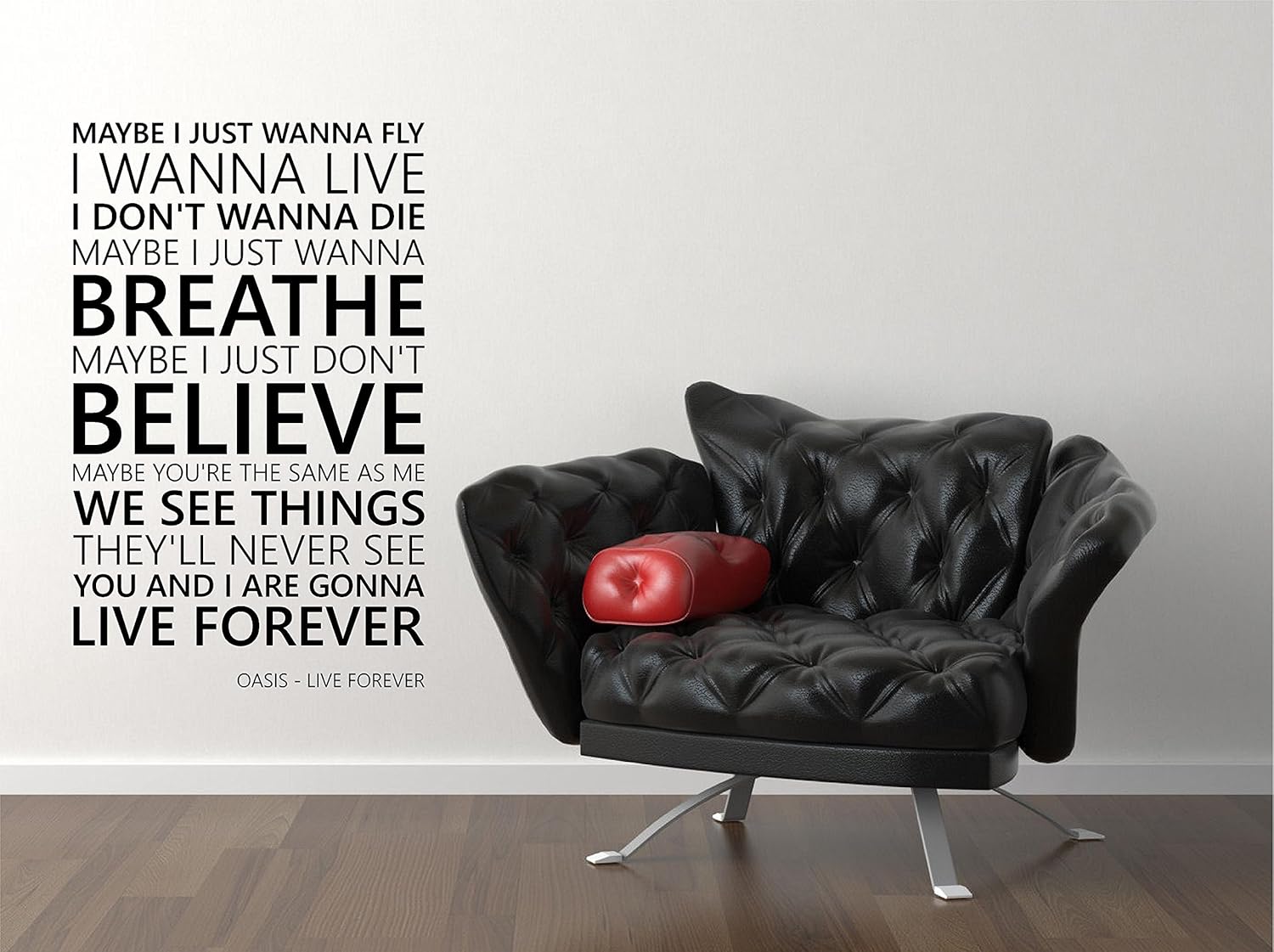 Oasis Live Forever Lyrics Wall Art Sticker Decal Music Quote 88cm