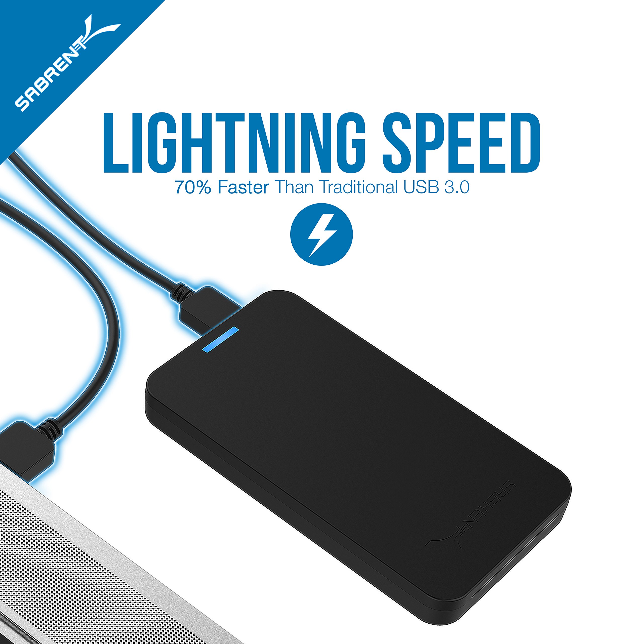 Sabrent 2.5-Inch SATA to USB 3.0 Tool-free External Hard Drive Enclosure [Optimized For SSD, Support UASP SATA III] Black (EC-UASP)