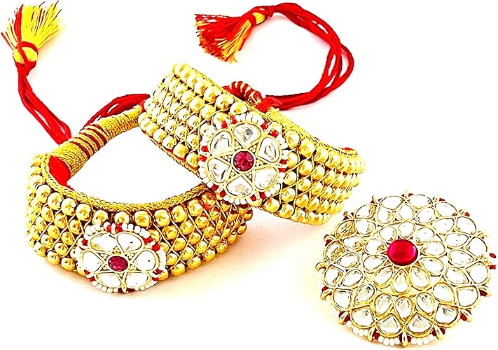 Buy TOF Gold Plated Traditional Rajasthani Brass Bead Pochi Bangles