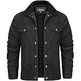 KEFITEVD Men's Corduroy Jacket Sherpa Lined Fleece Trucker Jackets Winter Coat Warm Thick Jacket for Casual Work Cargo