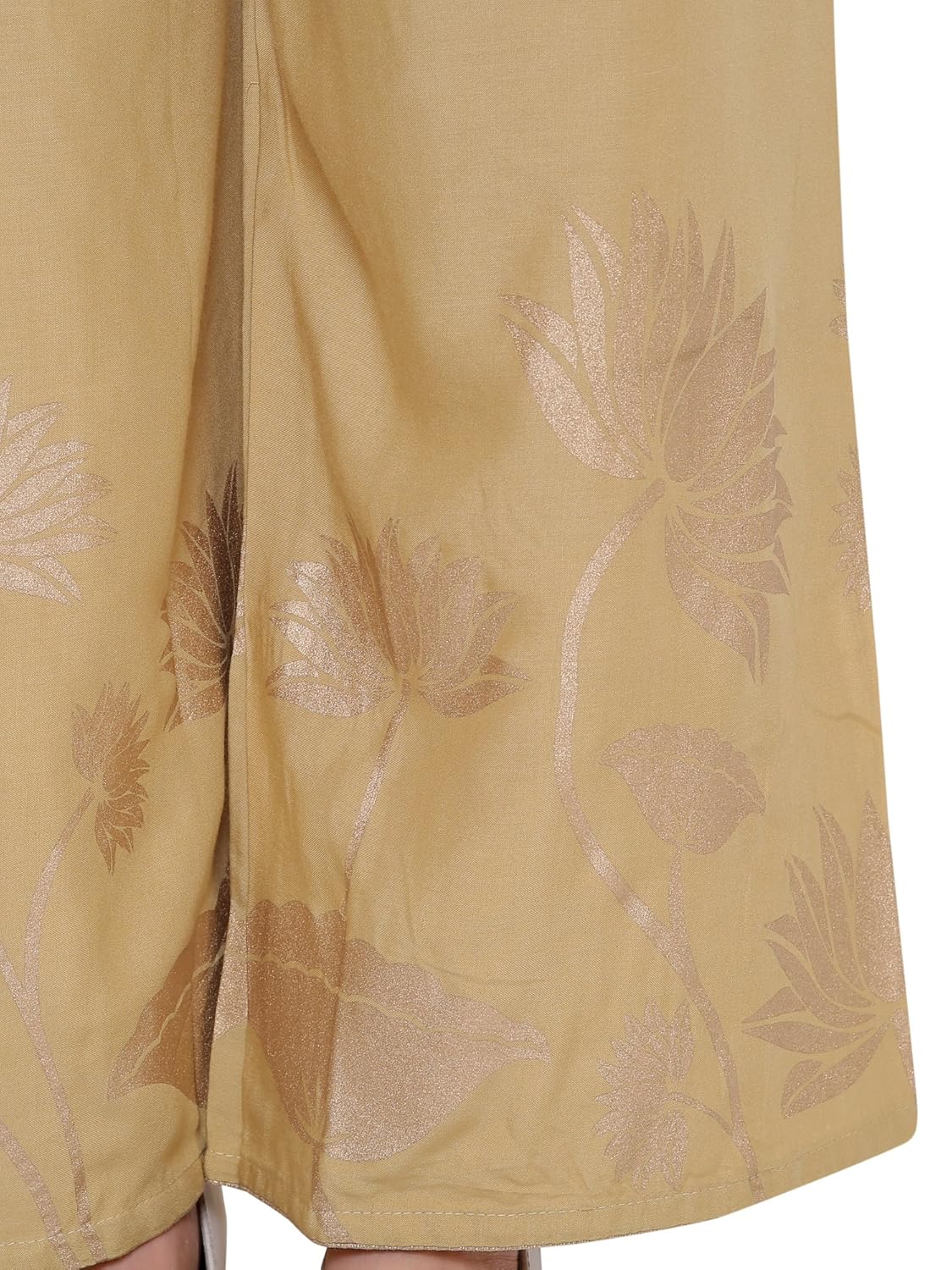 damen mode women rayon printed gold flower printed palazzo pants
