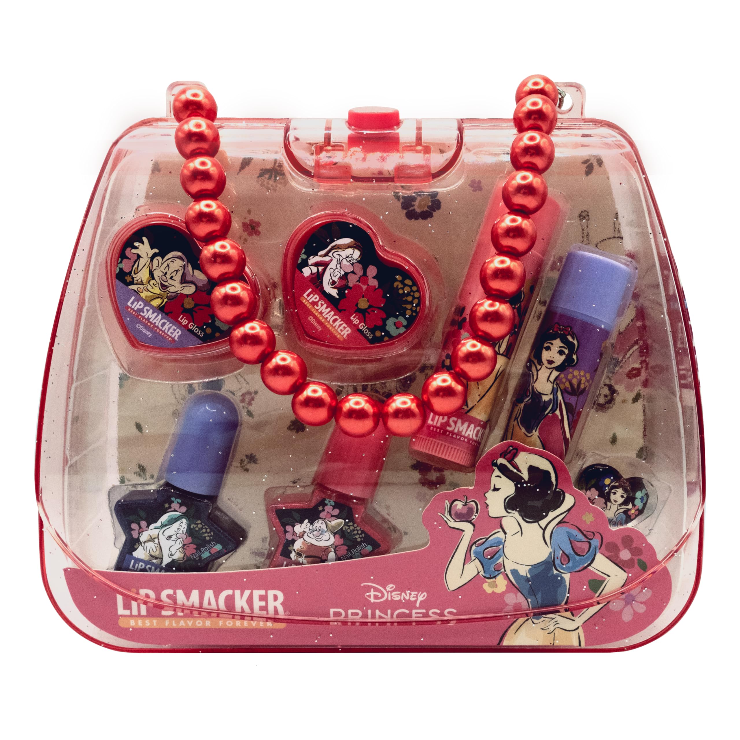 Lip Smacker Snow White Tote Bag Set, 8-Piece Make up Set for Kids with Lip Balms, Nail Polish, Shimmer Creams and Accessories, in a Cute Mini Tote Bag, Disney Princess Gifts
