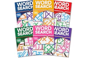Elfew 6 Pack Large Print Word Search Books for Adults, 8000+ Brain Games with 330+ Theme Puzzles Activity Books for Adults, B