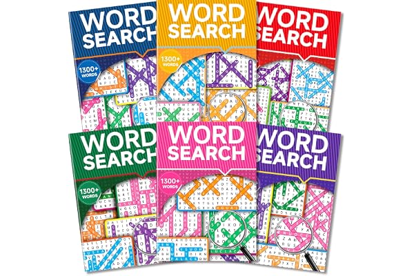 Elfew 6 Pack Large Print Word Search Books for Adults, 8000+ Brain Games with 330+ Theme Puzzles Activity Books for Adults, B